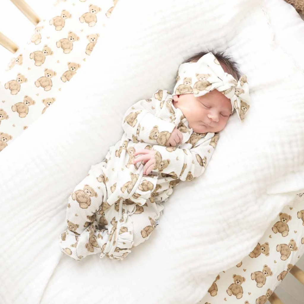 CADEN LANE BEARY SWEET BAMBOO WAFFLE ZIPPER RUFFLE FOOTIE