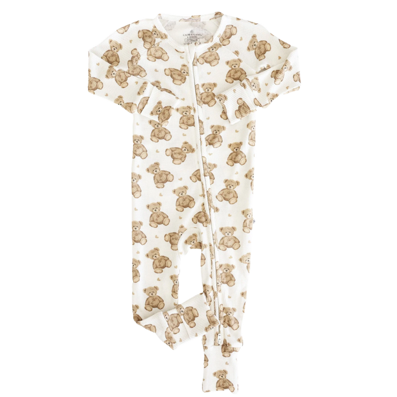 CADEN LANE BEARY SWEET BAMBOO WAFFLE CONVERTIBLE ZIP ROMPER