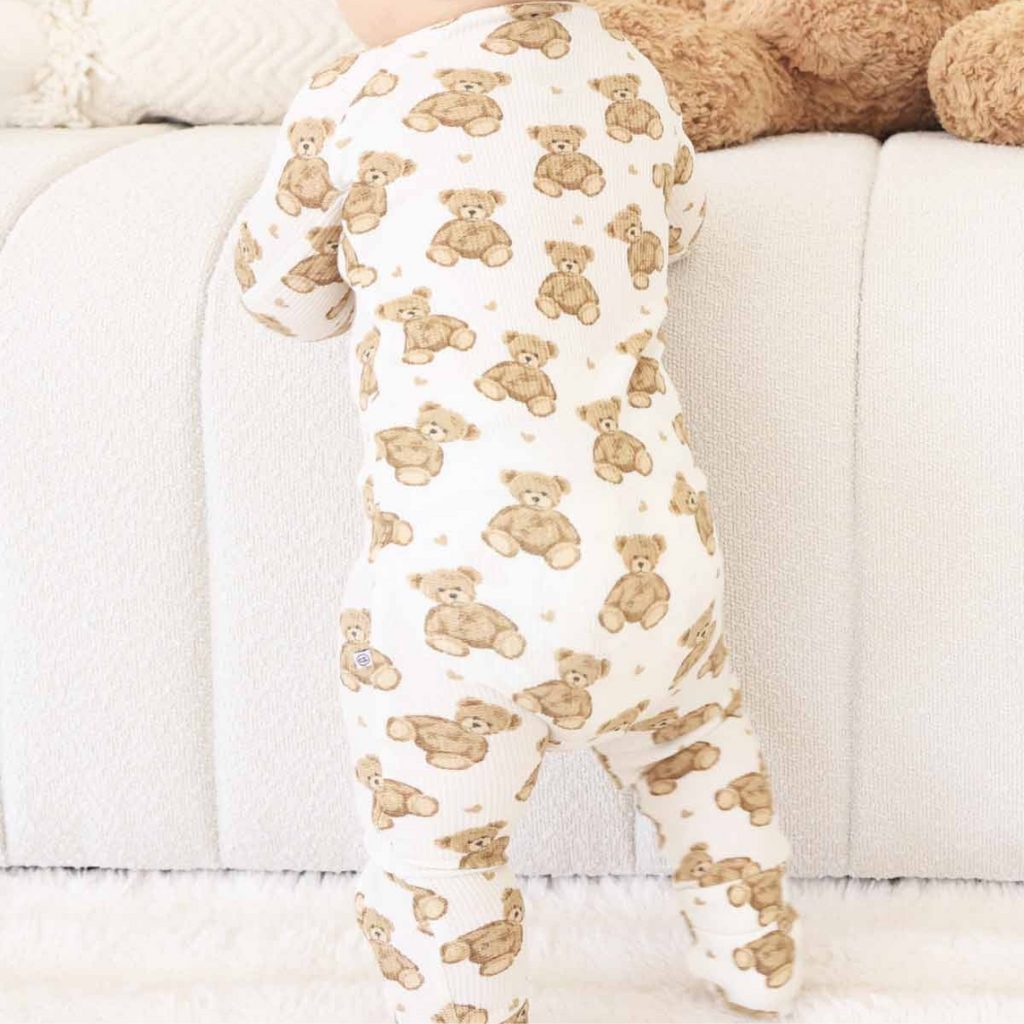 CADEN LANE BEARY SWEET BAMBOO WAFFLE CONVERTIBLE ZIP ROMPER
