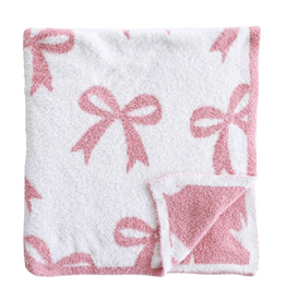 CADEN LANE CUDDLE LANE LUXE BLANKET -LIGHT PINK BOWS