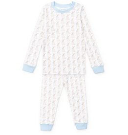 Lila + Hayes GRAYSON BOY'S PAJAMA SET-EASTER BUNNIES BLUE
