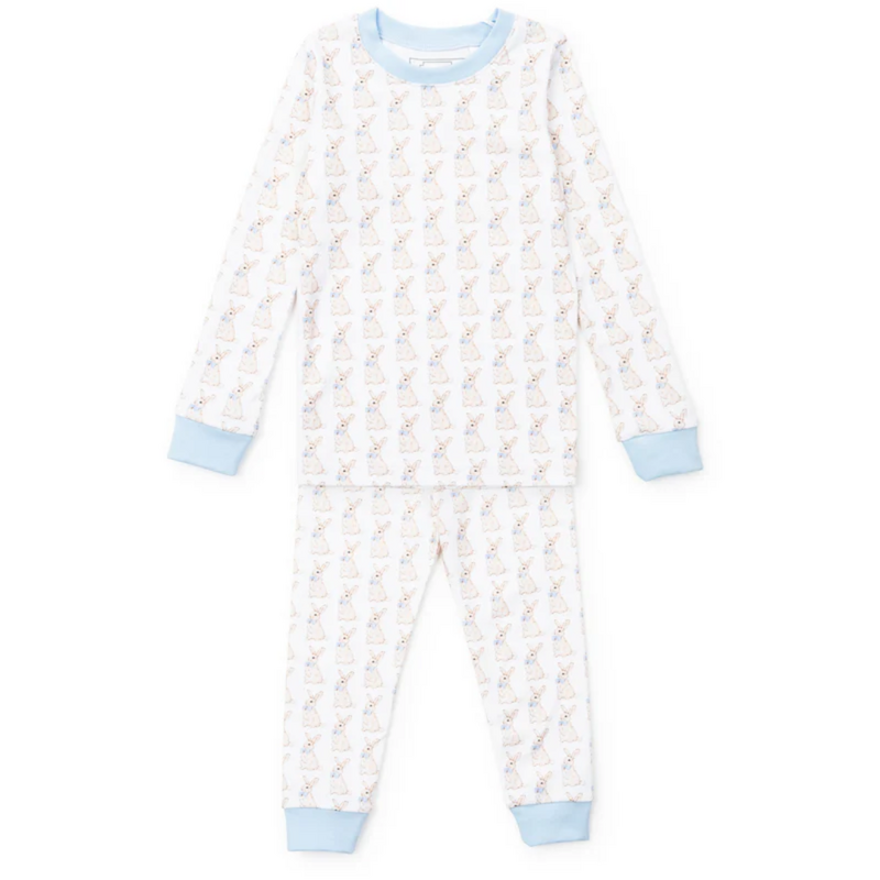 Lila + Hayes GRAYSON BOY'S PAJAMA SET-EASTER BUNNIES BLUE