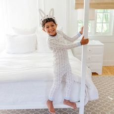 Lila + Hayes GRAYSON BOY'S PAJAMA SET-EASTER BUNNIES BLUE