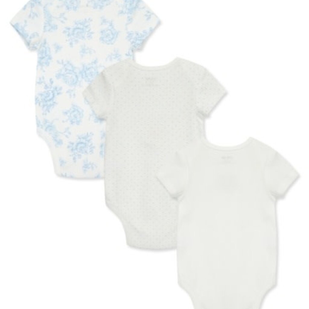 Little Me blue roses 3pk bodysuit
