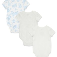Little Me blue roses 3pk bodysuit