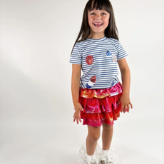 THREE WILDFLOWER DESIGN STRIPED AUSTRALIAN TERRY 4TH OF JULY  TOP