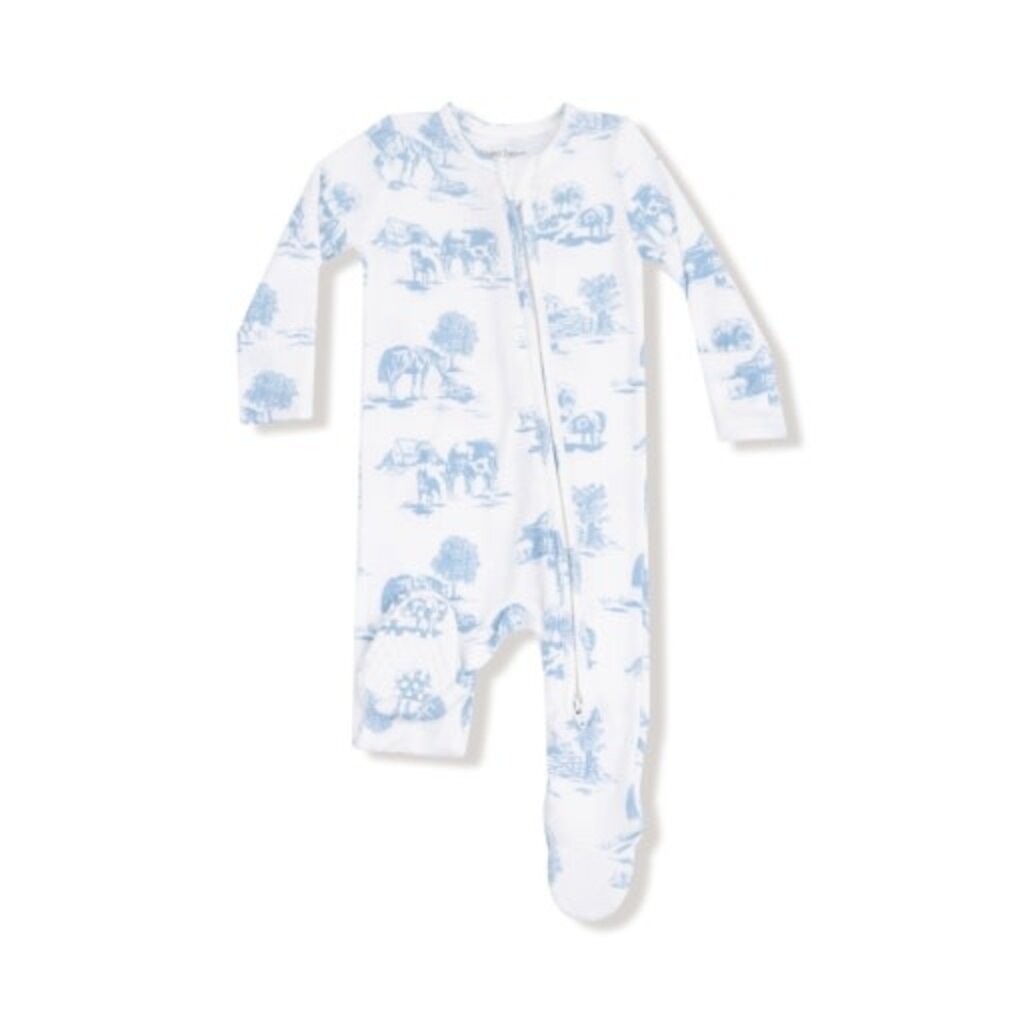 ANGEL DEAR Farm Toile - Blue - 2 Way Zipper Footie
