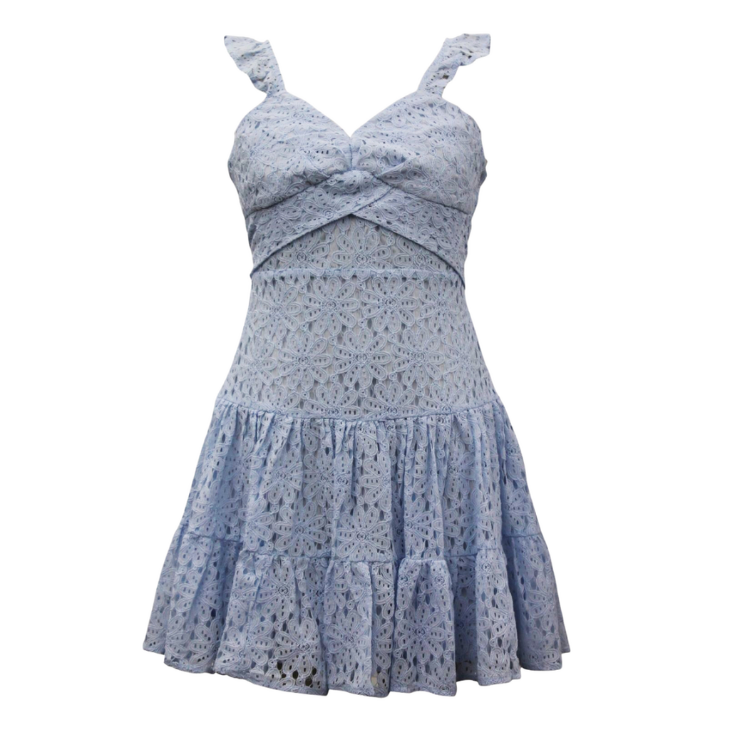 AVA & YELLY GIRL'S LACE DRESS-SKY BLUE
