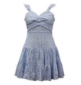 AVA & YELLY GIRL'S LACE DRESS-SKY BLUE