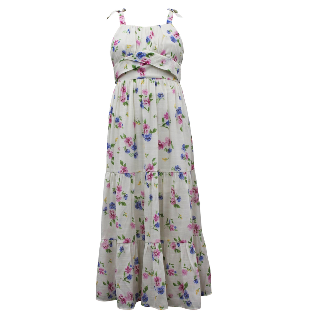 AVA & YELLY EMMA TIERED MAXI DRESS-IVORY
