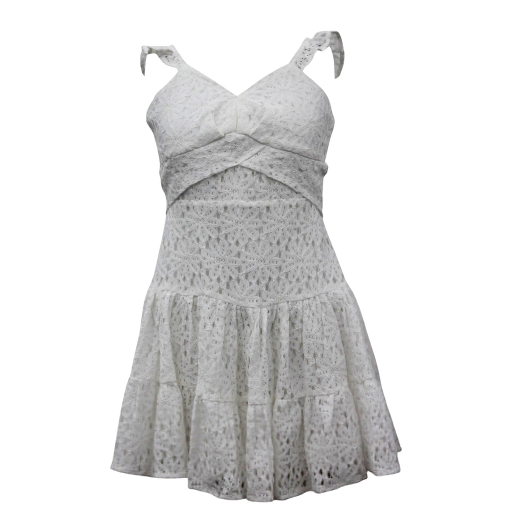 AVA & YELLY GIRL'S LACE DRESS-WHITE