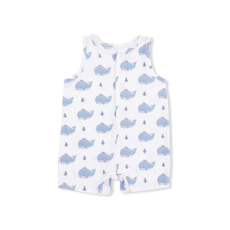 ANGEL DEAR Sleeveless Shortie Romper - Bubbly Sailor Whales Blue