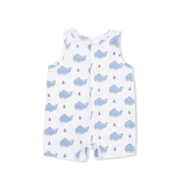 ANGEL DEAR Sleeveless Shortie Romper - Bubbly Sailor Whales Blue