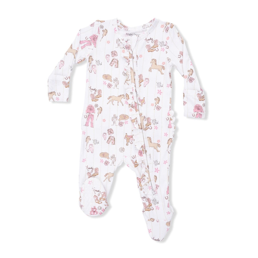 ANGEL DEAR 2 Way Ruffle Front Zipper Footie - Cowgirl Nursery