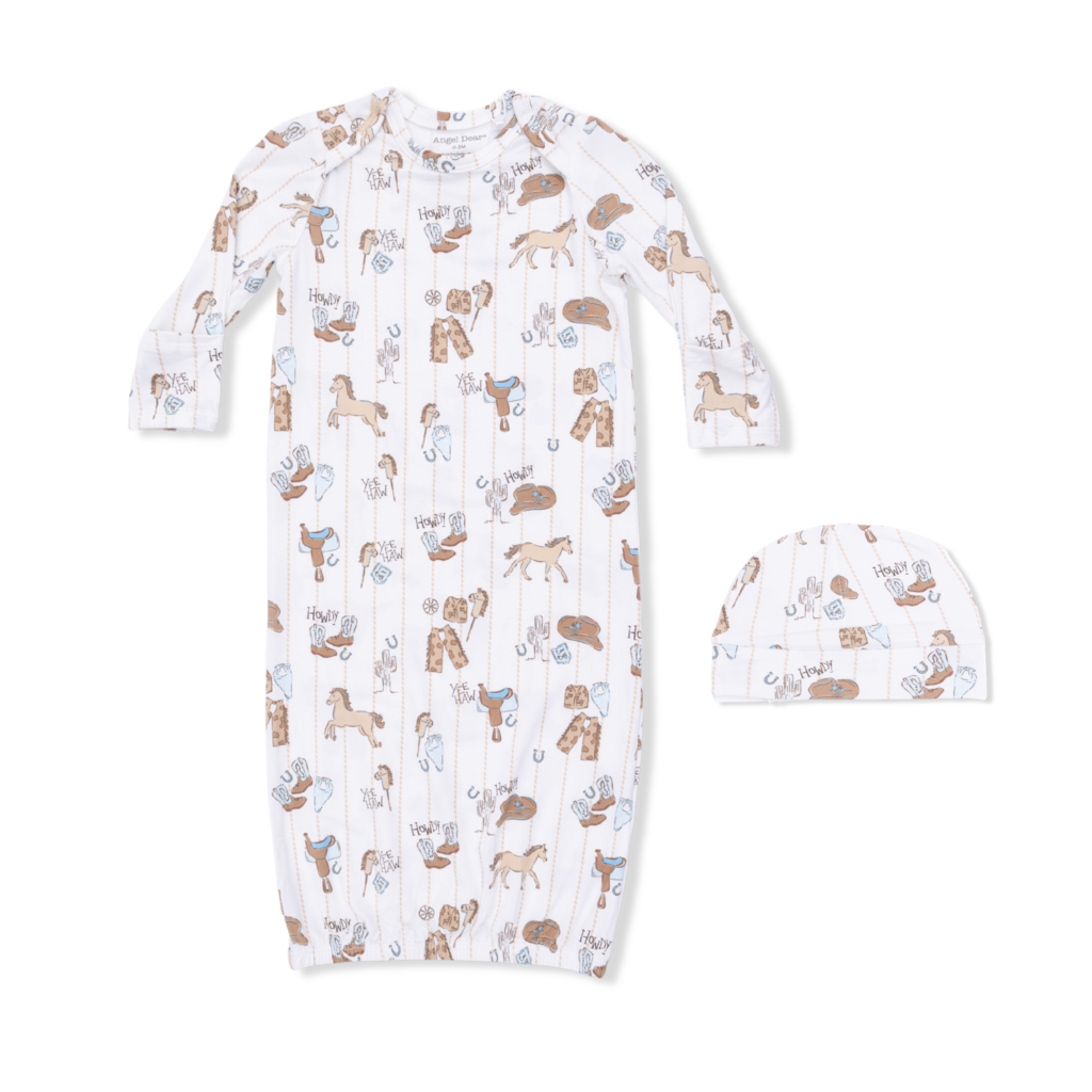 ANGEL DEAR Lap Shoulder Gown & Beanie - Cowboy Nursery