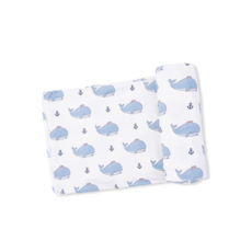 ANGEL DEAR Swaddle Blanket - Bubbly Sailor Whales Blue