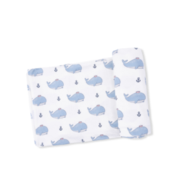 ANGEL DEAR Swaddle Blanket - Bubbly Sailor Whales Blue