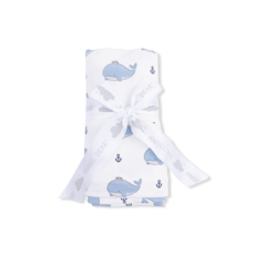 ANGEL DEAR Swaddle Blanket - Bubbly Sailor Whales Blue