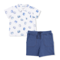 ANGEL DEAR Polo with Everyday Short - Blue Crabs