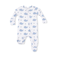ANGEL DEAR 2 Way Zipper Footie - Bubble Sailor Whales Blue