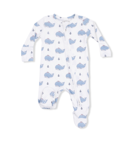 ANGEL DEAR 2 Way Zipper Footie - Bubble Sailor Whales Blue