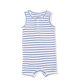 ANGEL DEAR Henley Shortie Romper - Navy Stripe