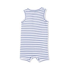 ANGEL DEAR Henley Shortie Romper - Navy Stripe