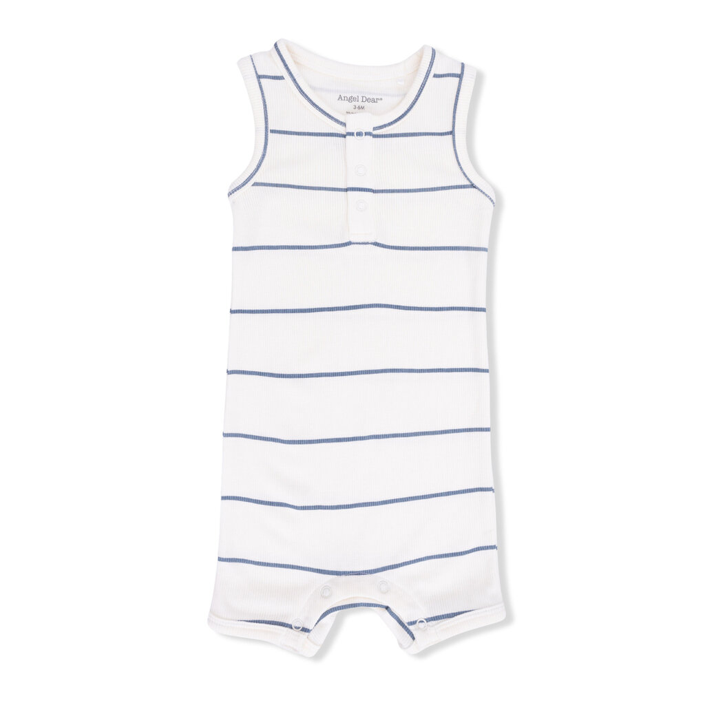 ANGEL DEAR Henley Shortie Romper - Vintage Stripe
