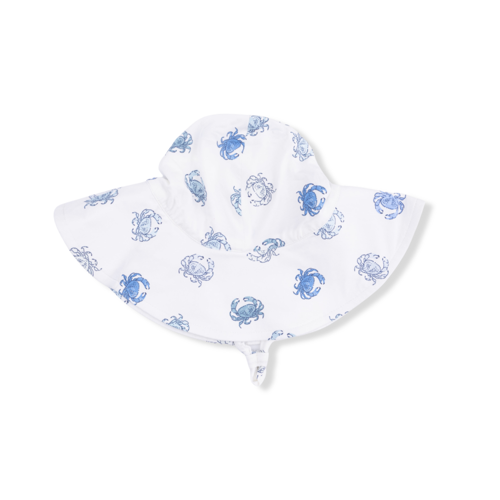 ANGEL DEAR Wide Brim Sun Hat - Blue Crabs
