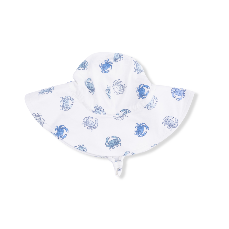 ANGEL DEAR Wide Brim Sun Hat - Blue Crabs