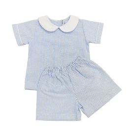BLUE STRIPE BOY SHORT SET