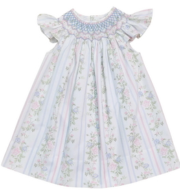 VALERIE FLORAL ROSE VINE SMOCKED PRINT DRESS