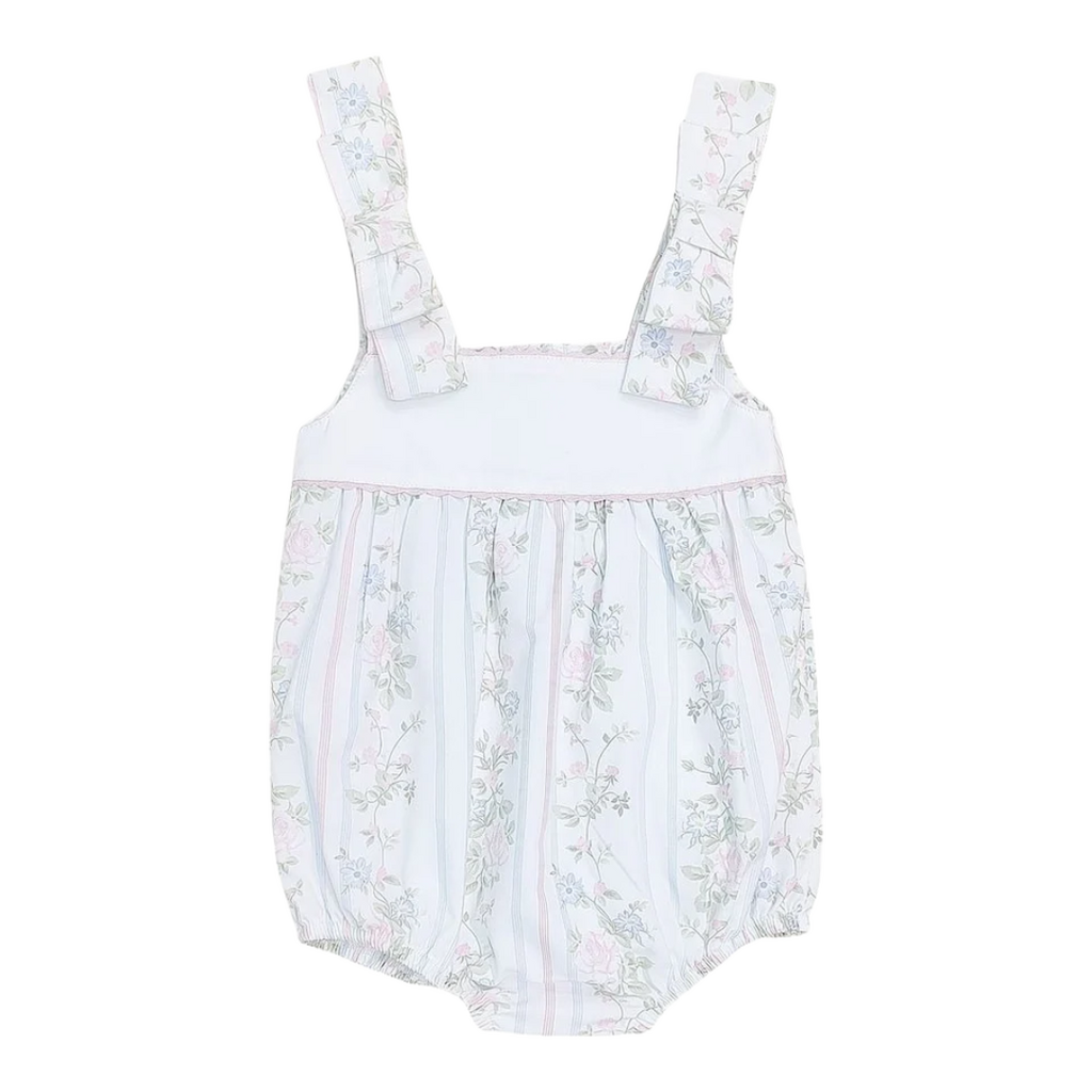 VALERIE BLUE/PINK VINE FLORAL PRINT BOW SHOULDER BUBBLE