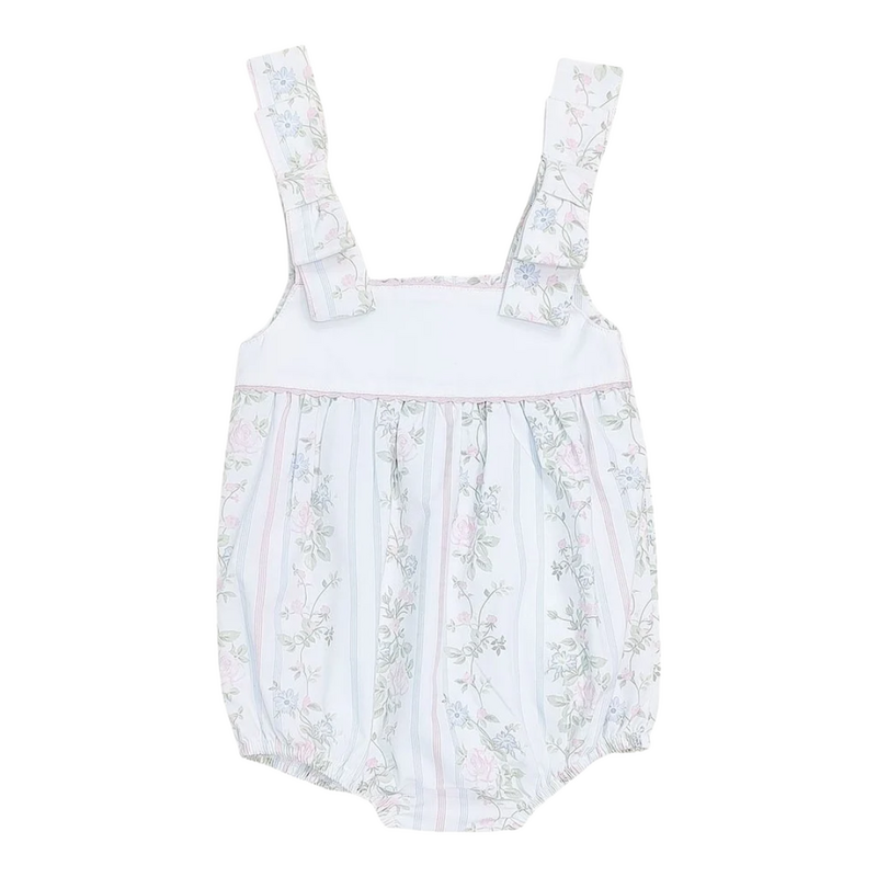 VALERIE BLUE/PINK VINE FLORAL PRINT BOW SHOULDER BUBBLE