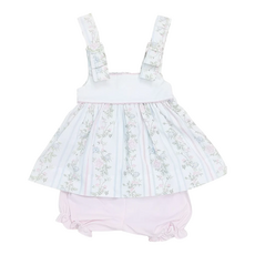 VALERIE BLUE/PINK VINE FLORAL PRINT BLOOMER SET