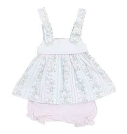 VALERIE BLUE/PINK VINE FLORAL PRINT BLOOMER SET
