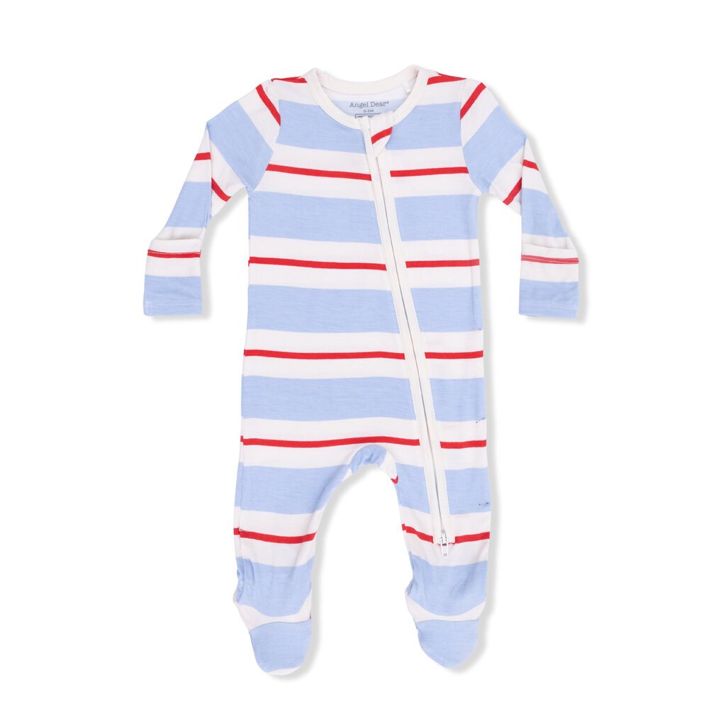 ANGEL DEAR 2 Way Zipper Footie - Preppy Rugby