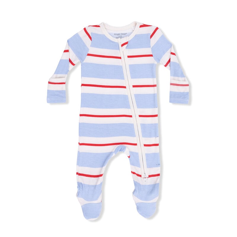 ANGEL DEAR 2 Way Zipper Footie - Preppy Rugby