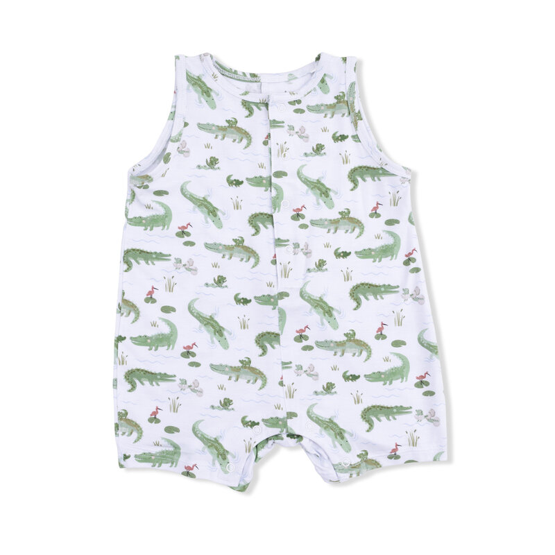 ANGEL DEAR Sleeveless Shortie Romper - Crayon Alligators