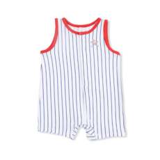 ANGEL DEAR Sleeveless Shortie Romper - Baseball Stripe