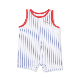 ANGEL DEAR Sleeveless Shortie Romper - Baseball Stripe