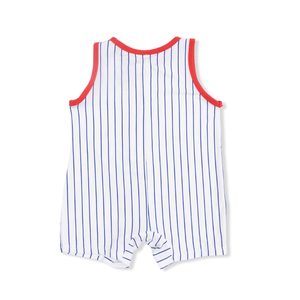 ANGEL DEAR Sleeveless Shortie Romper - Baseball Stripe