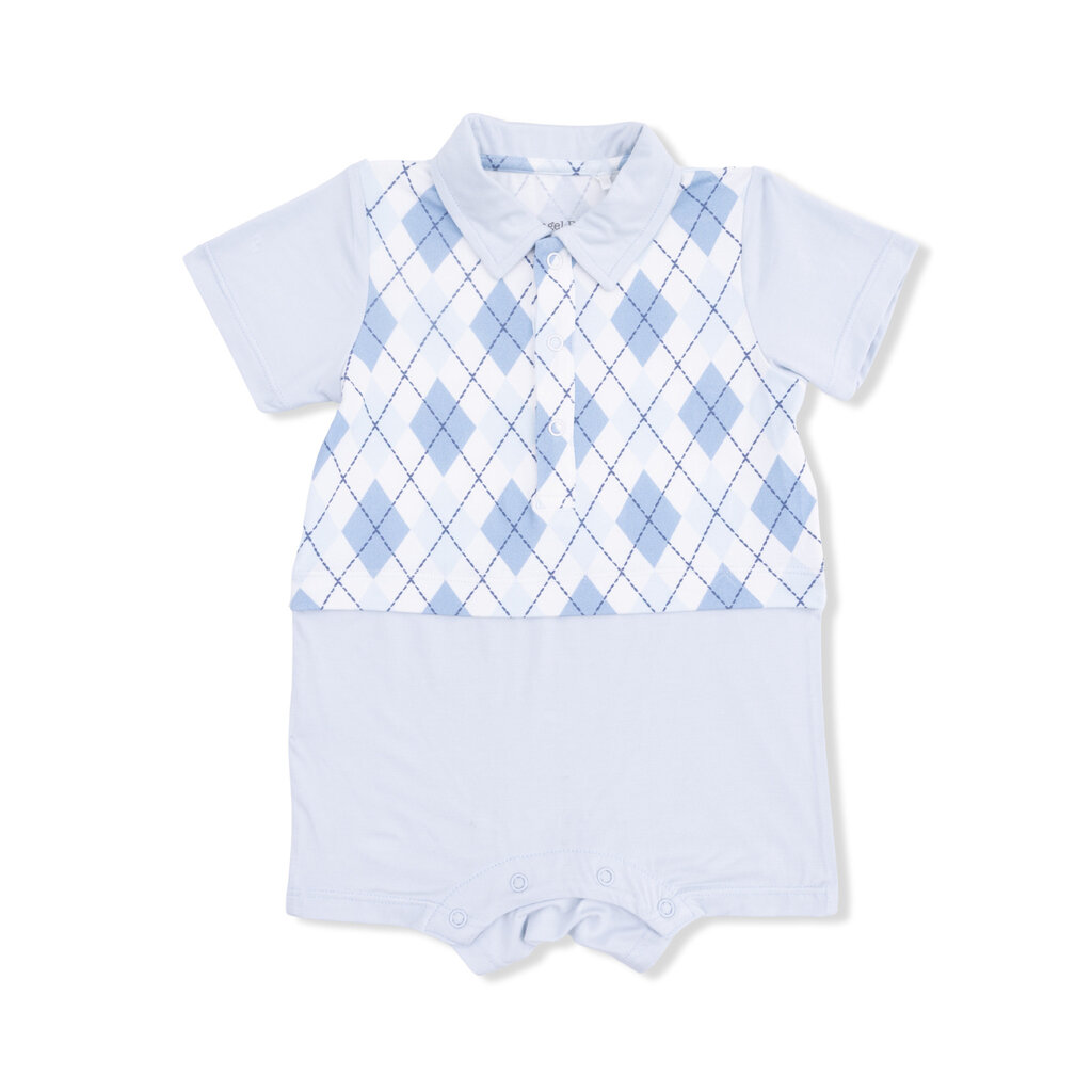 ANGEL DEAR Short Playsuit - Blue Argyle