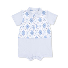 ANGEL DEAR Short Playsuit - Blue Argyle