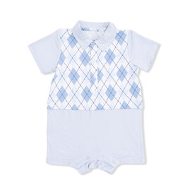 ANGEL DEAR Short Playsuit - Blue Argyle