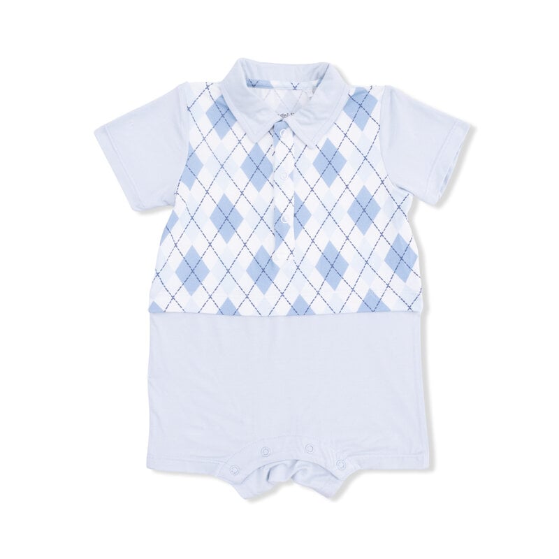 ANGEL DEAR Short Playsuit - Blue Argyle