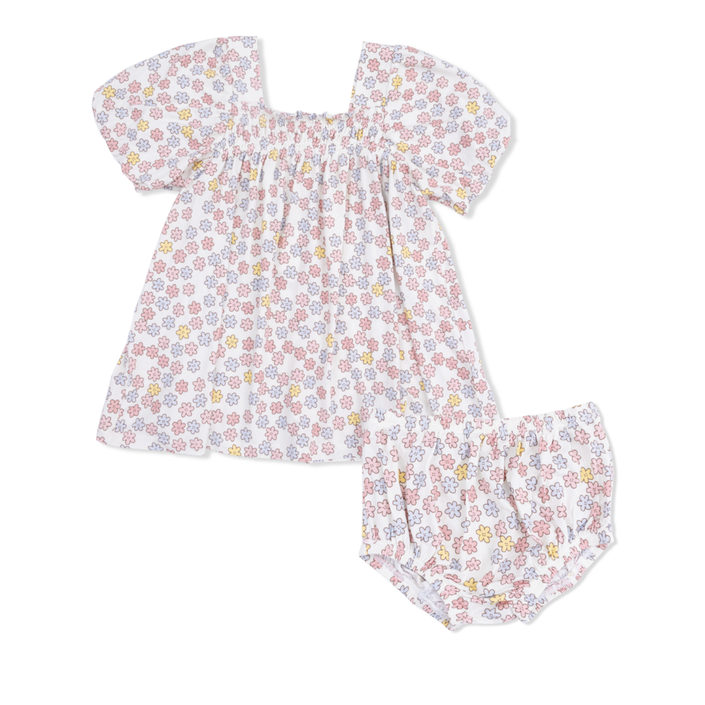ANGEL DEAR Puff Slv Babydoll Dress & Bloomer - Sarah Floral