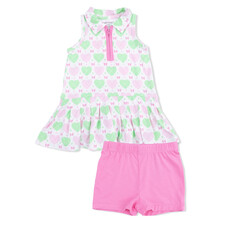 ANGEL DEAR Polo Tennis Dress w/ Cartwheel Short - Heart Argyle