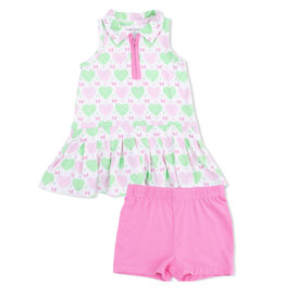 ANGEL DEAR Polo Tennis Dress w/ Cartwheel Short - Heart Argyle