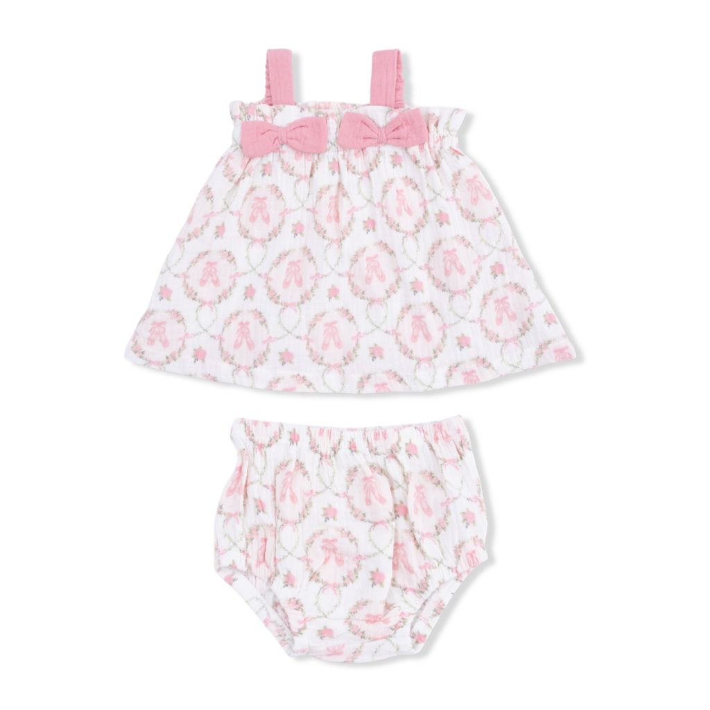 ANGEL DEAR Top with Bows & Rfl Leg Bloomer - Cameo Ballet Shoes